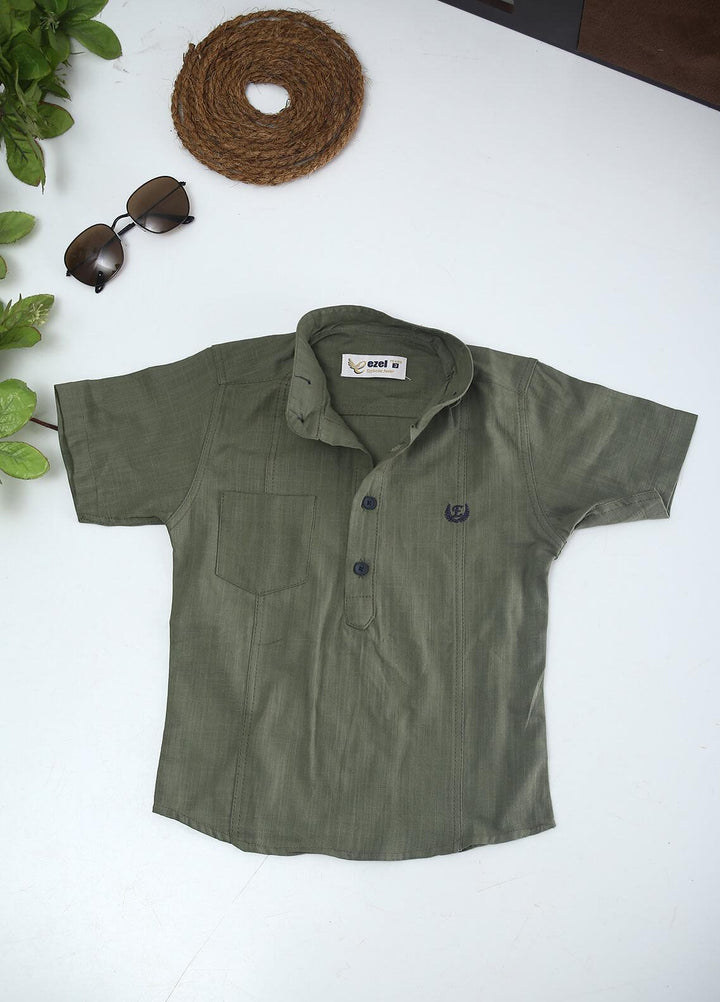 Sanaulla Exclusive Range Cotton Fancy Shirts for Boys -  2008 Green