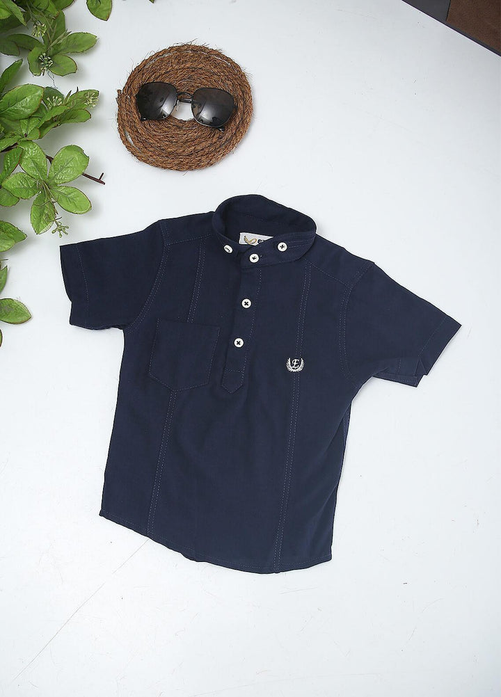 Sanaulla Exclusive Range Cotton Fancy Boys Shirts -  2008 Navy Blue
