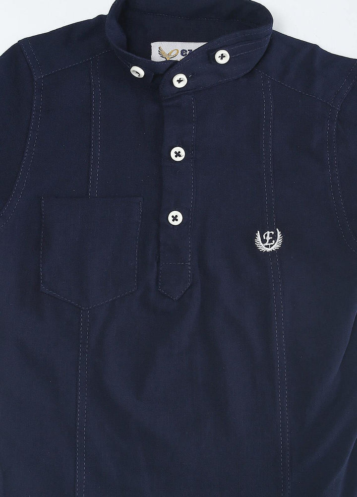 Sanaulla Exclusive Range Cotton Fancy Boys Shirts -  2008 Navy Blue