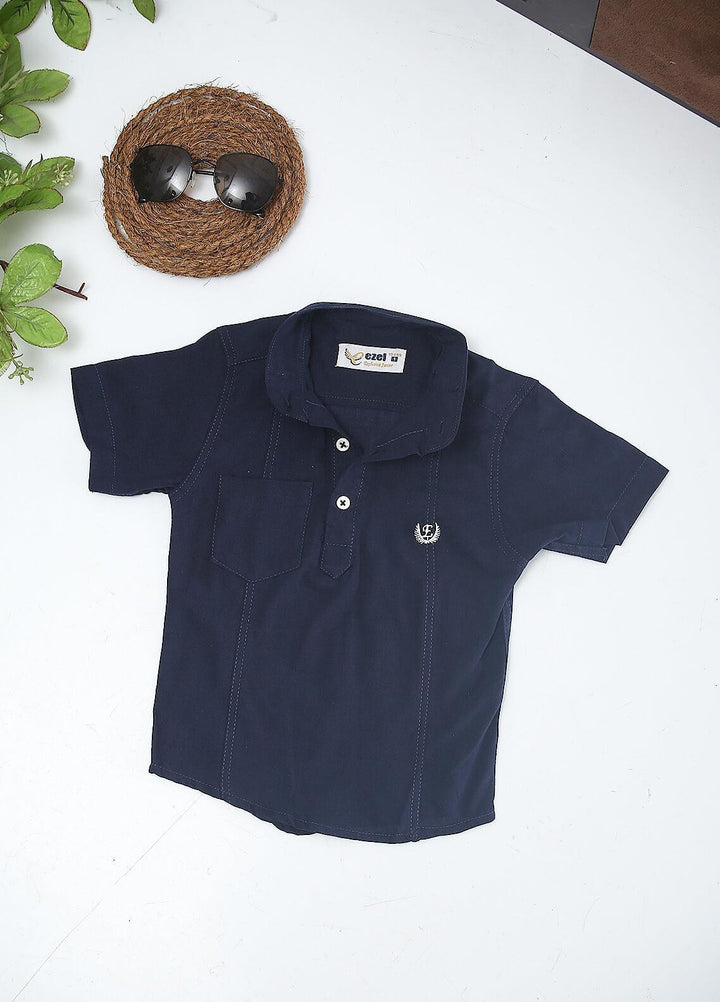 Sanaulla Exclusive Range Cotton Fancy Boys Shirts -  2008 Navy Blue
