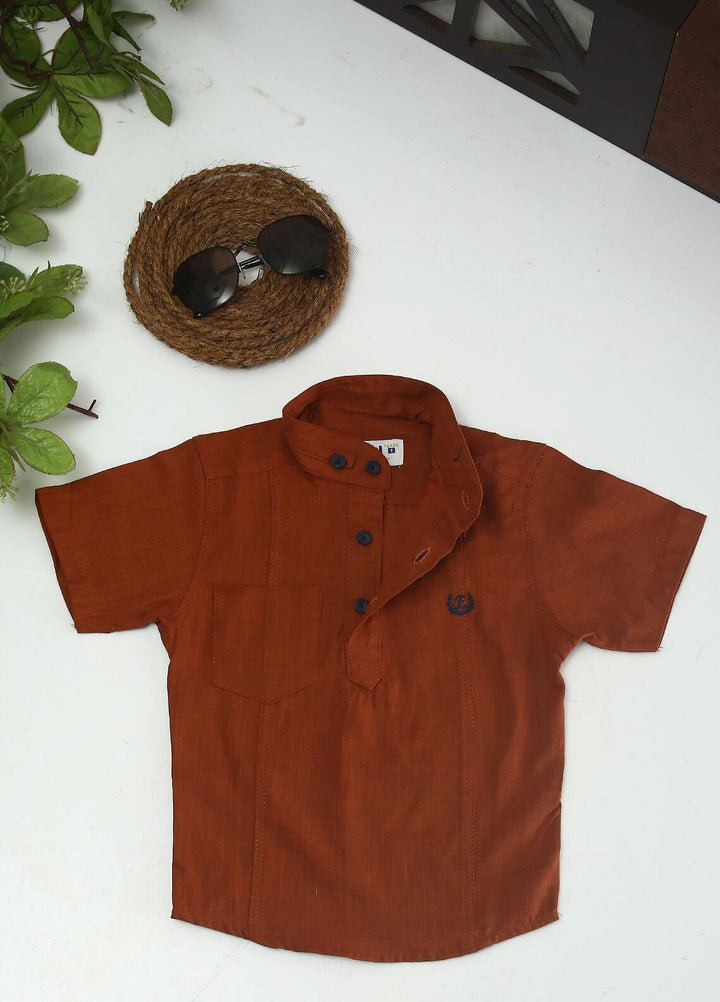 Sanaulla Exclusive Range Cotton Fancy Shirts for Boys -  2008 Rust