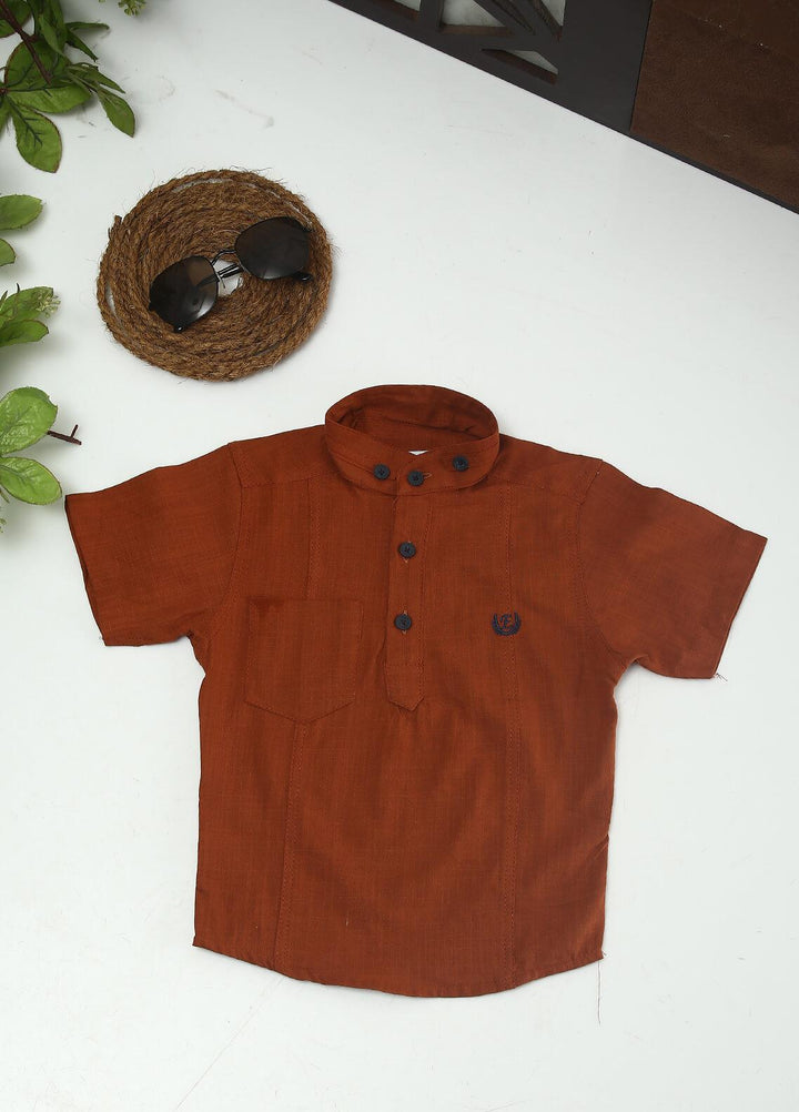Sanaulla Exclusive Range Cotton Fancy Shirts for Boys -  2008 Rust