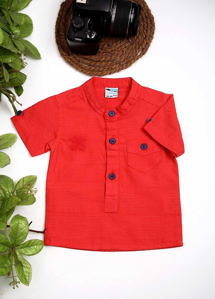 Sanaulla Exclusive Range Cotton Fancy Shirts for Boys -  3121 Red