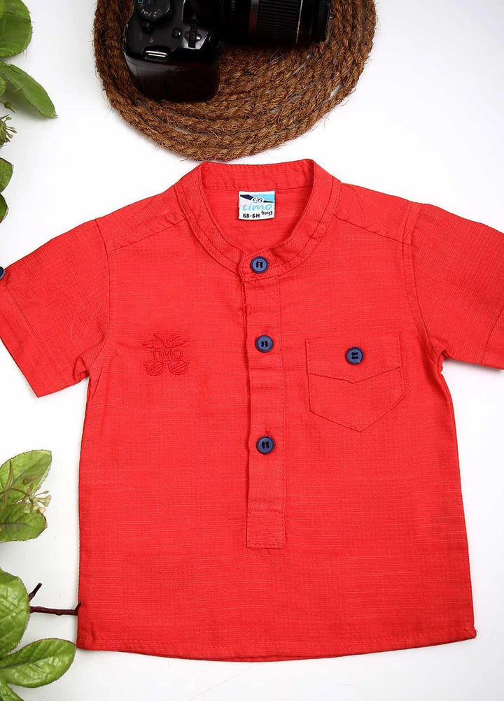 Sanaulla Exclusive Range Cotton Fancy Shirts for Boys -  3121 Red