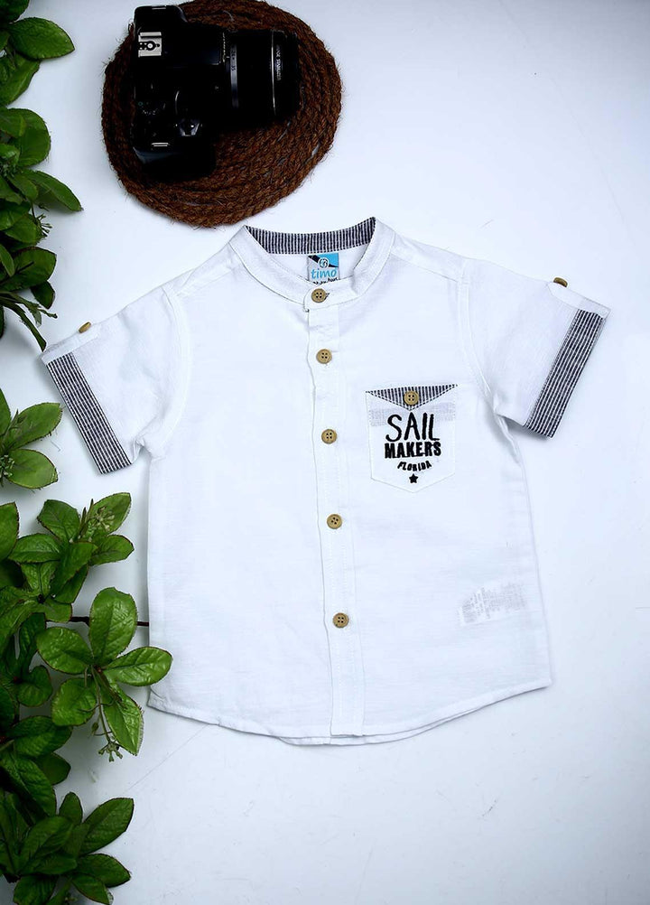 Sanaulla Exclusive Range Cotton Fancy Shirts for Boys -  3292 White