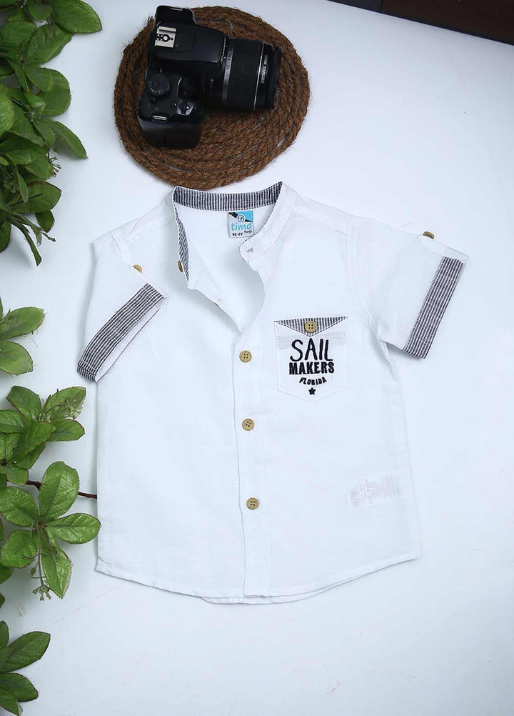Sanaulla Exclusive Range Cotton Fancy Shirts for Boys -  3292 White