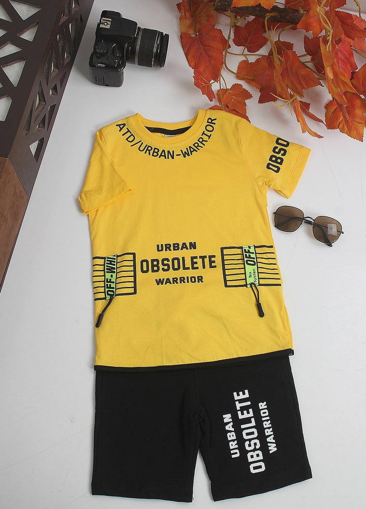 Sanaulla Exclusive Range Cotton Fancy Pret 2 Piece Suit for Boys -  4024 Yellow