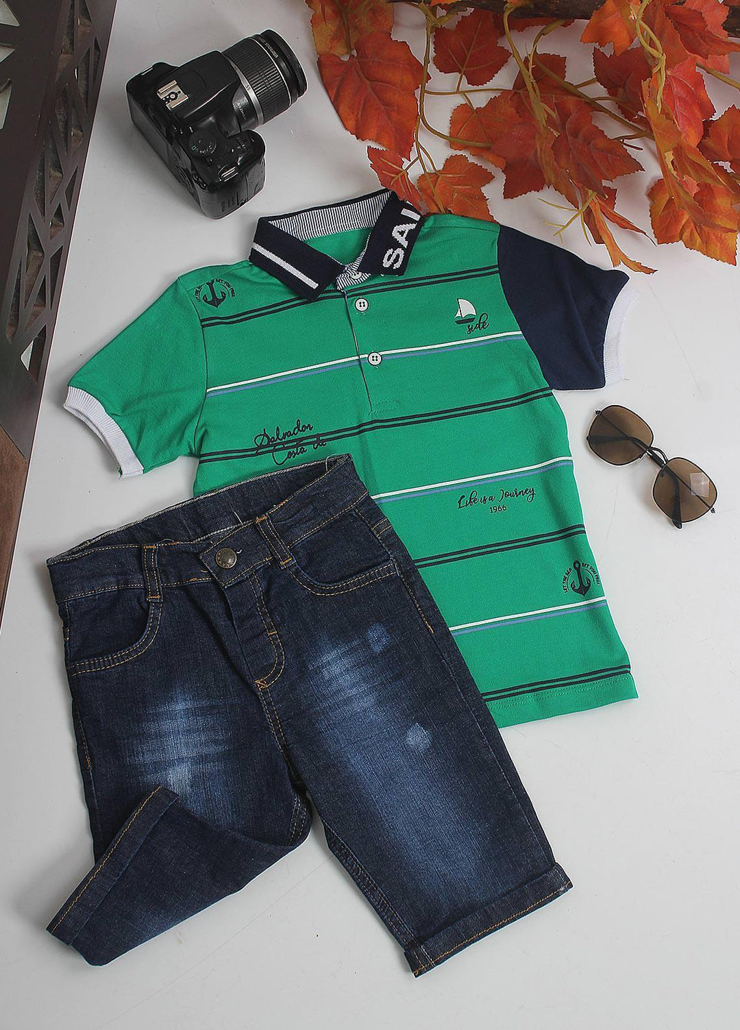 Sanaulla Exclusive Range Cotton Fancy Pret 2 Piece Suit for Boys -  2462 Green
