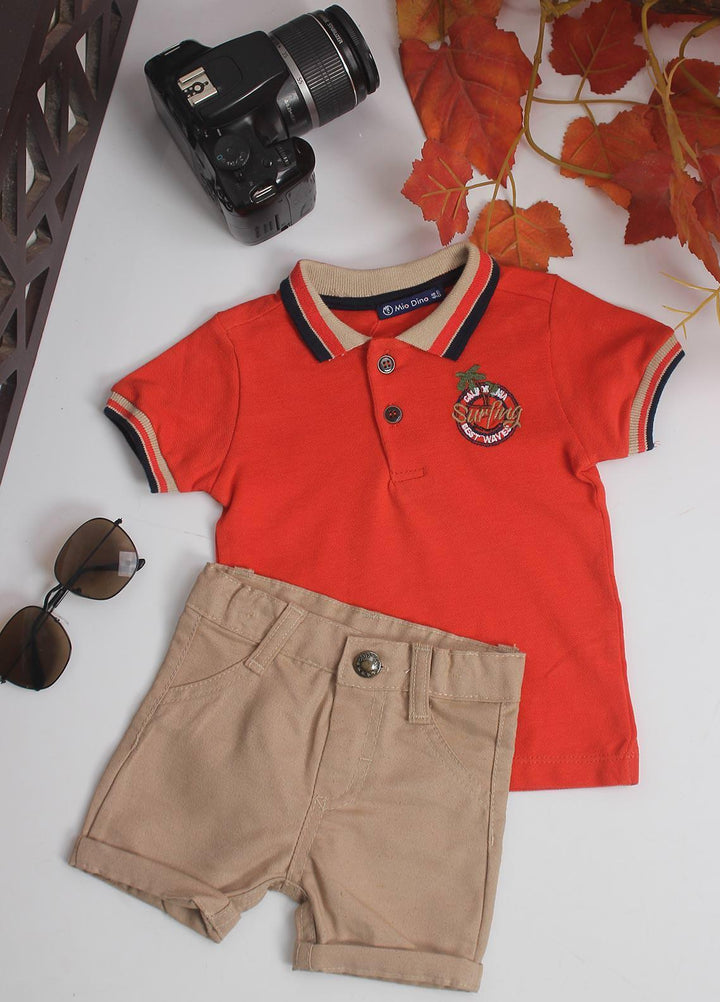 Sanaulla Exclusive Range Cotton Fancy Pret 2 Piece Suit for Boys -  1322 Orange