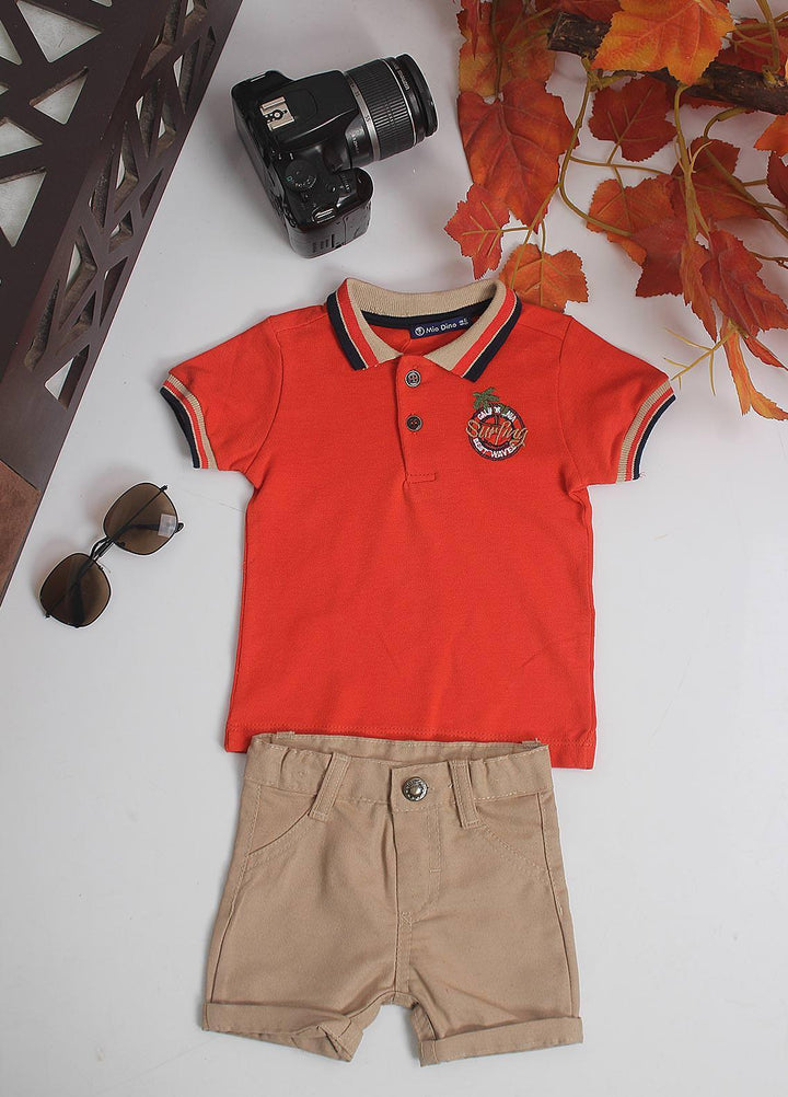 Sanaulla Exclusive Range Cotton Fancy Pret 2 Piece Suit for Boys -  1322 Orange