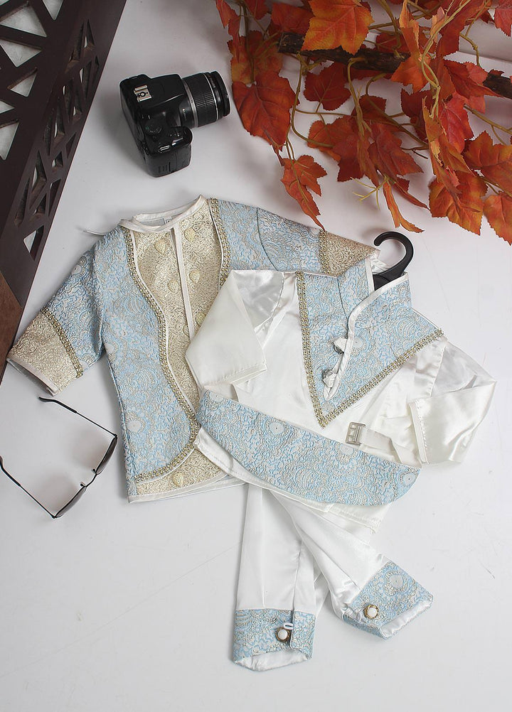 Sanaulla Exclusive Range Cotton Fancy Pret 2 Piece Suit for Boys -  D-01 Sky Blue