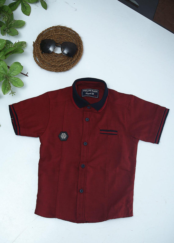 Sanaulla Exclusive Range Cotton Fancy Shirts for Boys -  51 Maroon