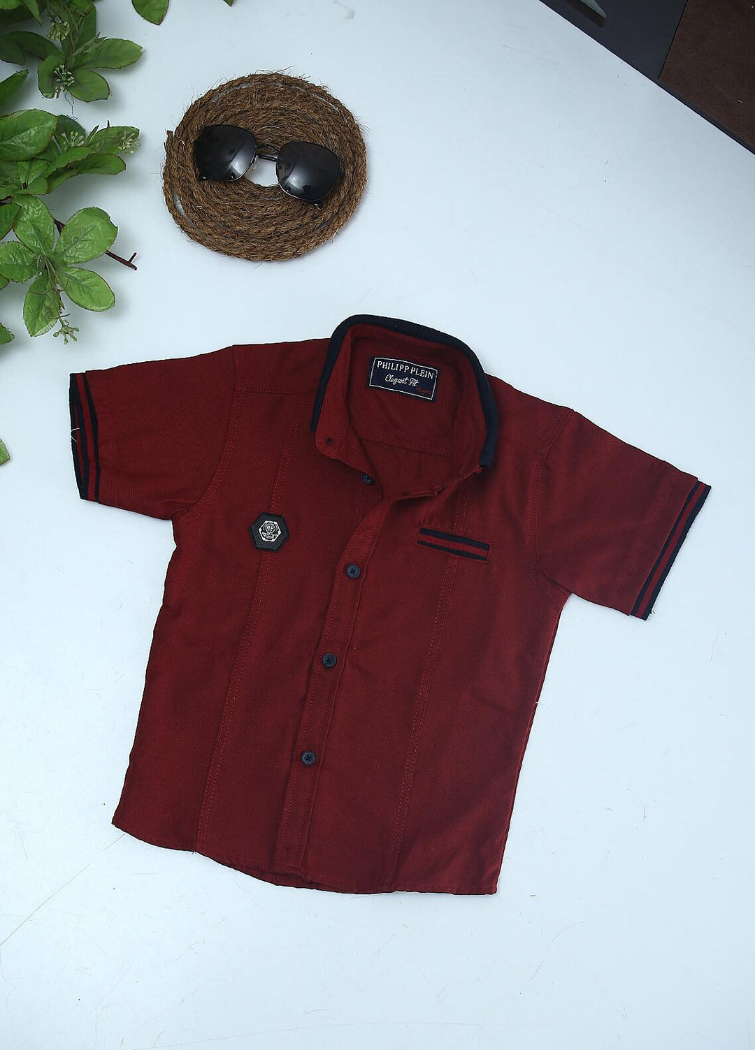 Sanaulla Exclusive Range Cotton Fancy Shirts for Boys -  51 Maroon