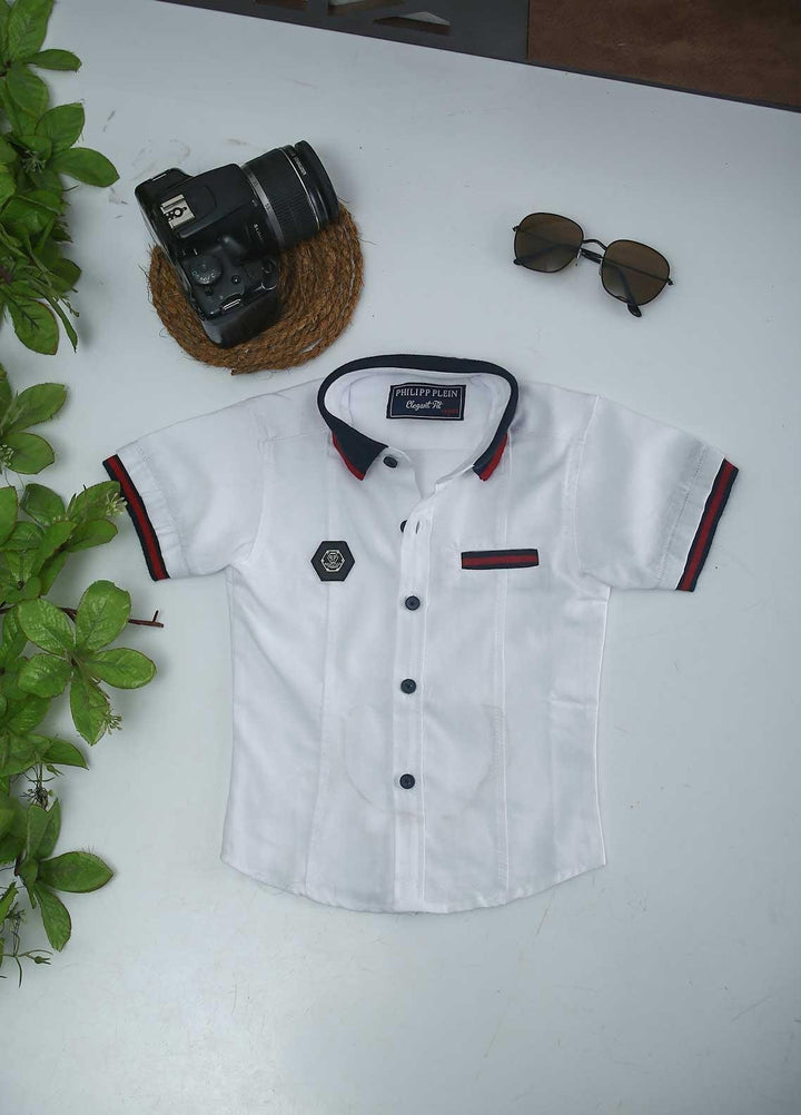 Sanaulla Exclusive Range Cotton Fancy Boys Shirts -  51 White