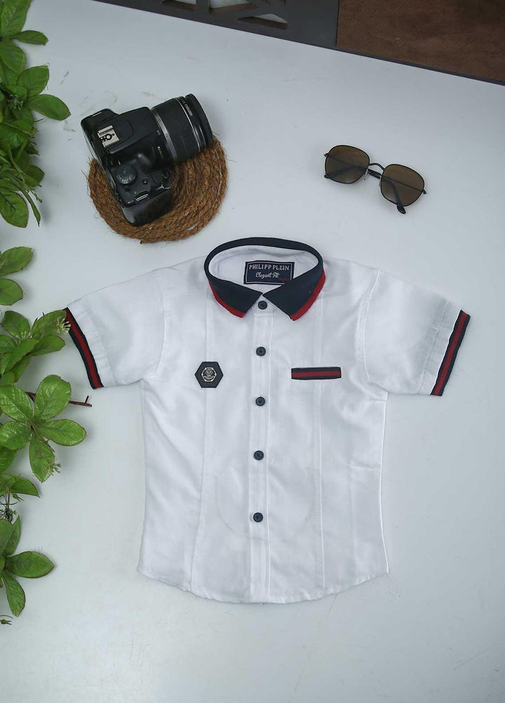 Sanaulla Exclusive Range Cotton Fancy Boys Shirts -  51 White
