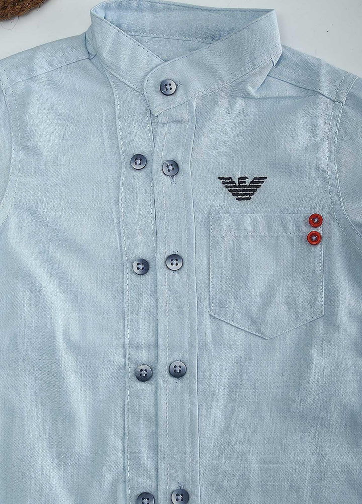 Sanaulla Exclusive Range Cotton Fancy Shirts for Boys -  AR35 Sky Blue