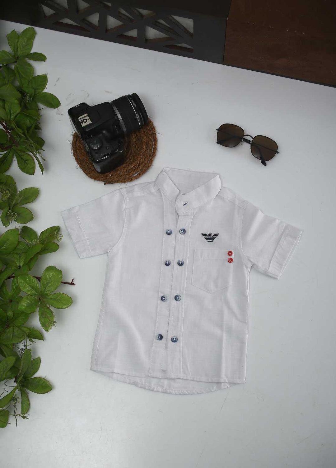 Sanaulla Exclusive Range Cotton Fancy Boys Shirts -  AR35 White