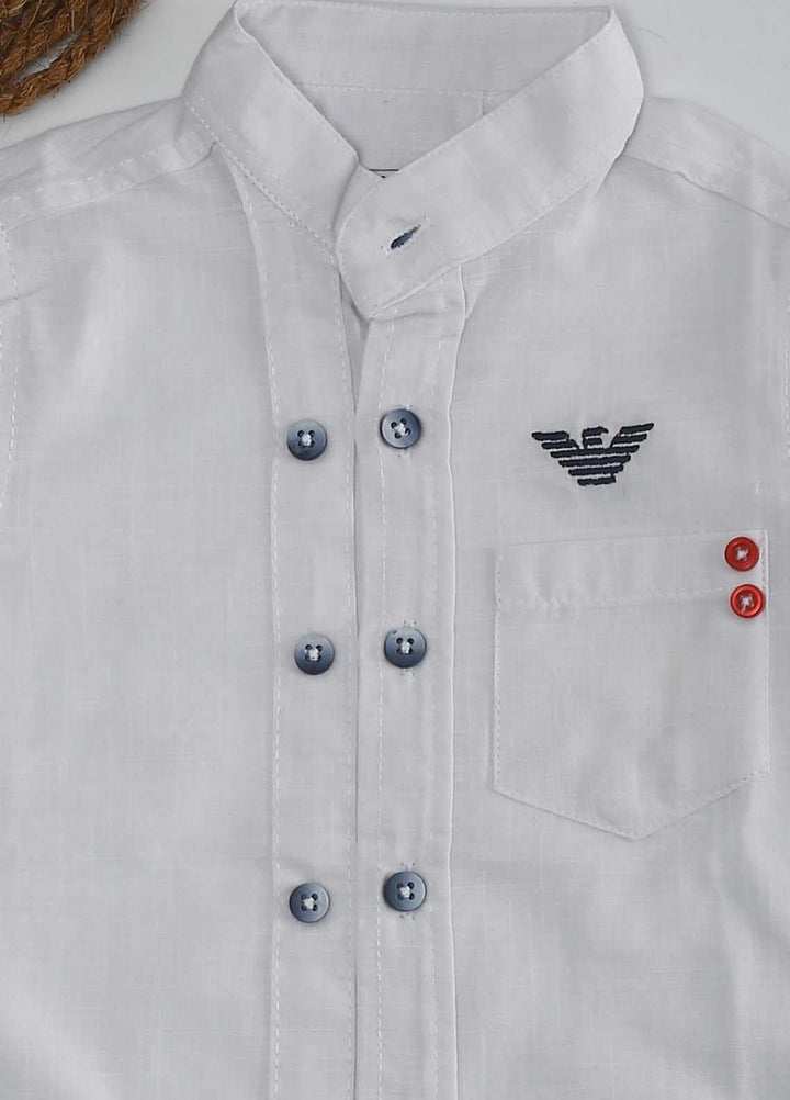 Sanaulla Exclusive Range Cotton Fancy Boys Shirts -  AR35 White
