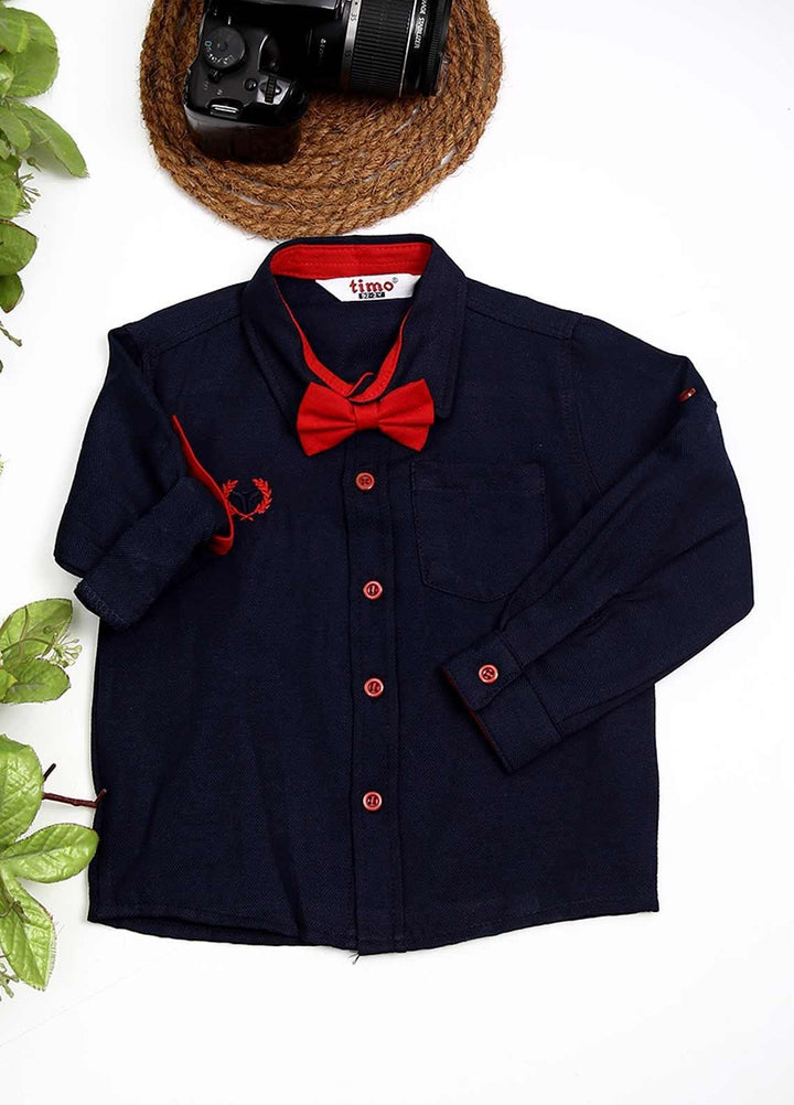 Sanaulla Exclusive Range Cotton Fancy Shirts for Boys -  D-0012 Navy Blue