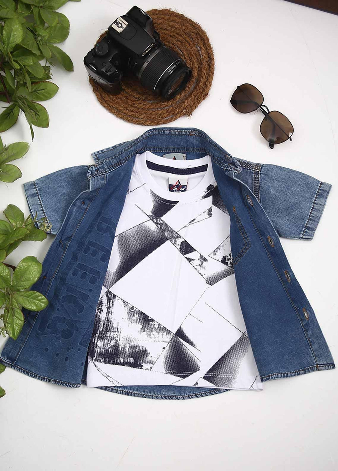 Sanaulla Exclusive Range Cotton Fancy Boys Shirts -  D-028-1 Blue