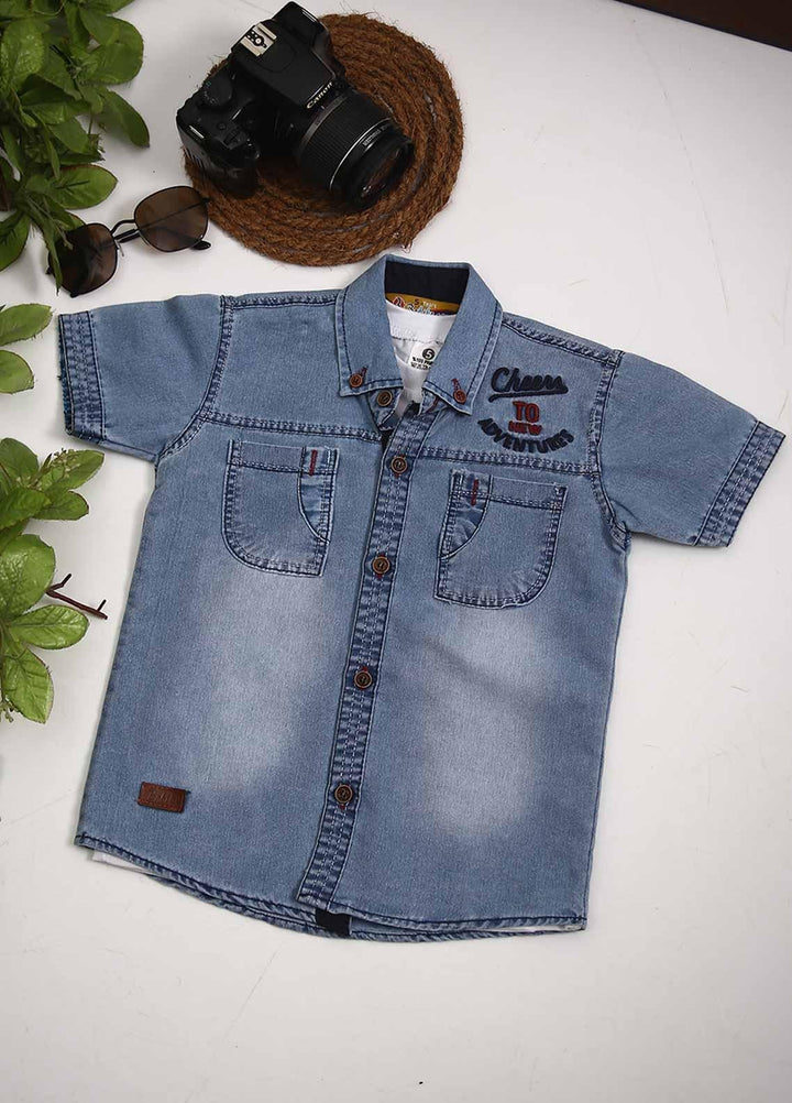 Sanaulla Exclusive Range Cotton Fancy Shirts for Boys -  D-1003399 Blue