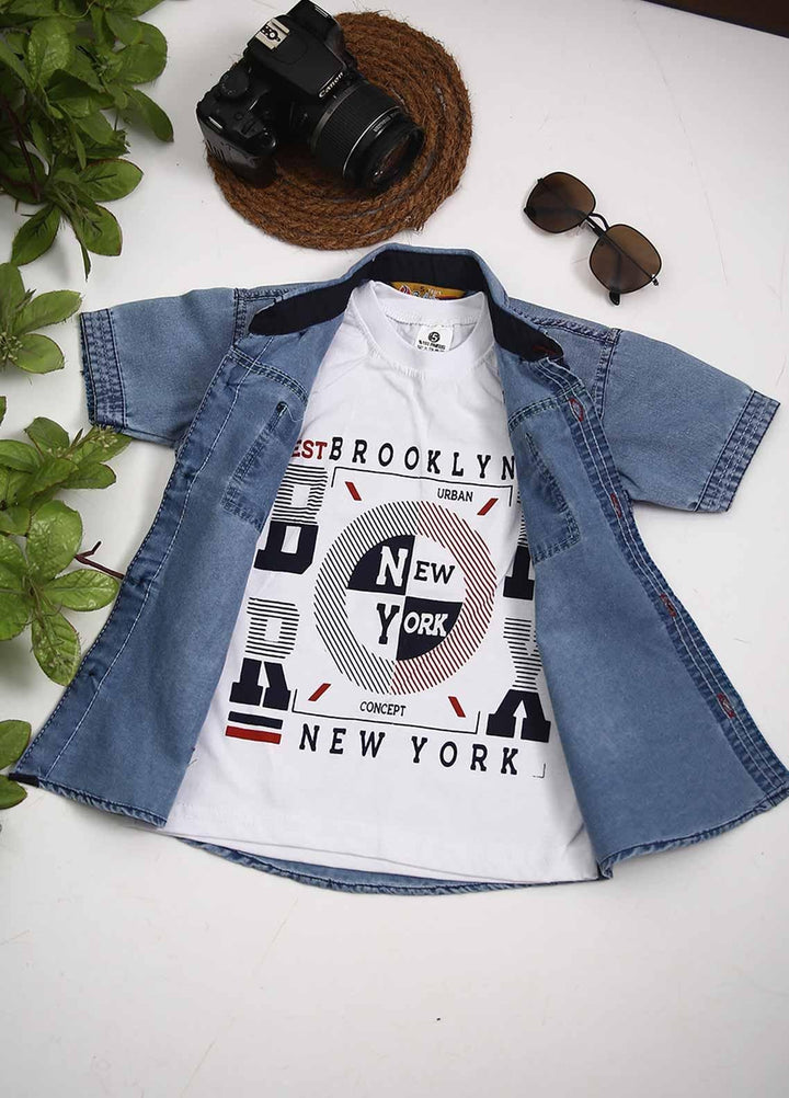 Sanaulla Exclusive Range Cotton Fancy Shirts for Boys -  D-1003399 Blue