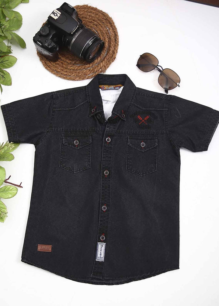 Sanaulla Exclusive Range Cotton Fancy Boys Shirts -  D-1004814 Black