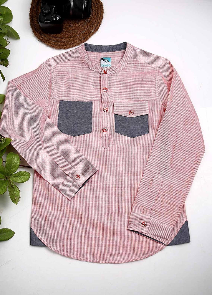 Sanaulla Exclusive Range Cotton Fancy Boys Shirts -  D-1013 Pink