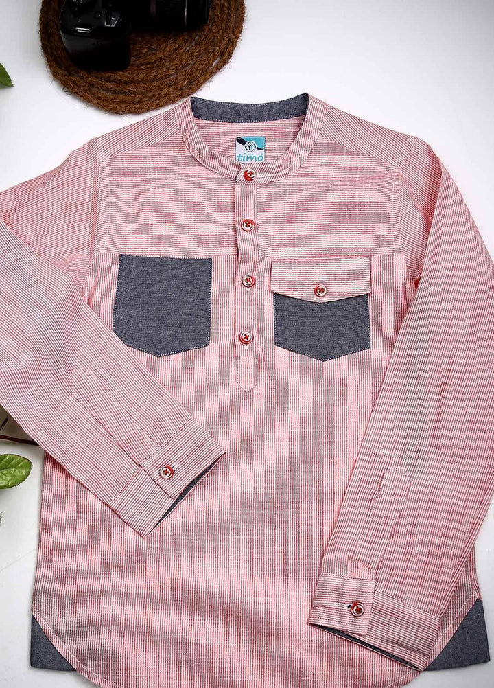 Sanaulla Exclusive Range Cotton Fancy Boys Shirts -  D-1013 Pink