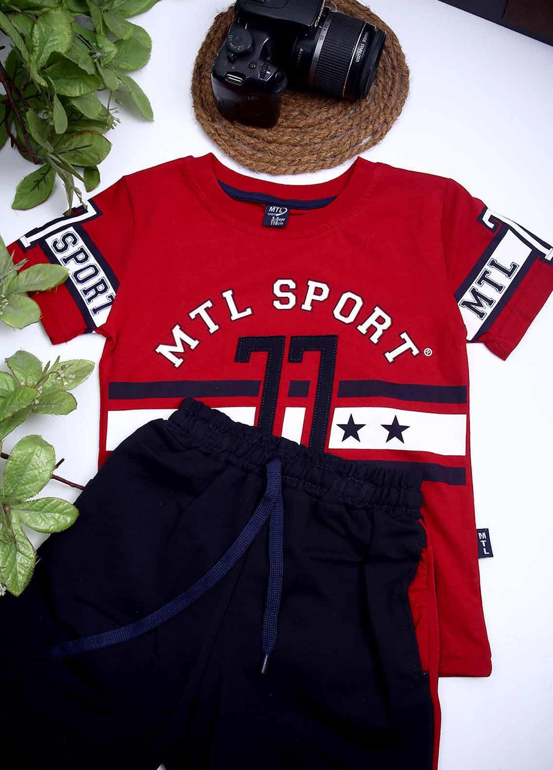 Sanaulla Exclusive Range Cotton Fancy Boys 2 Piece -  D-111378 Red