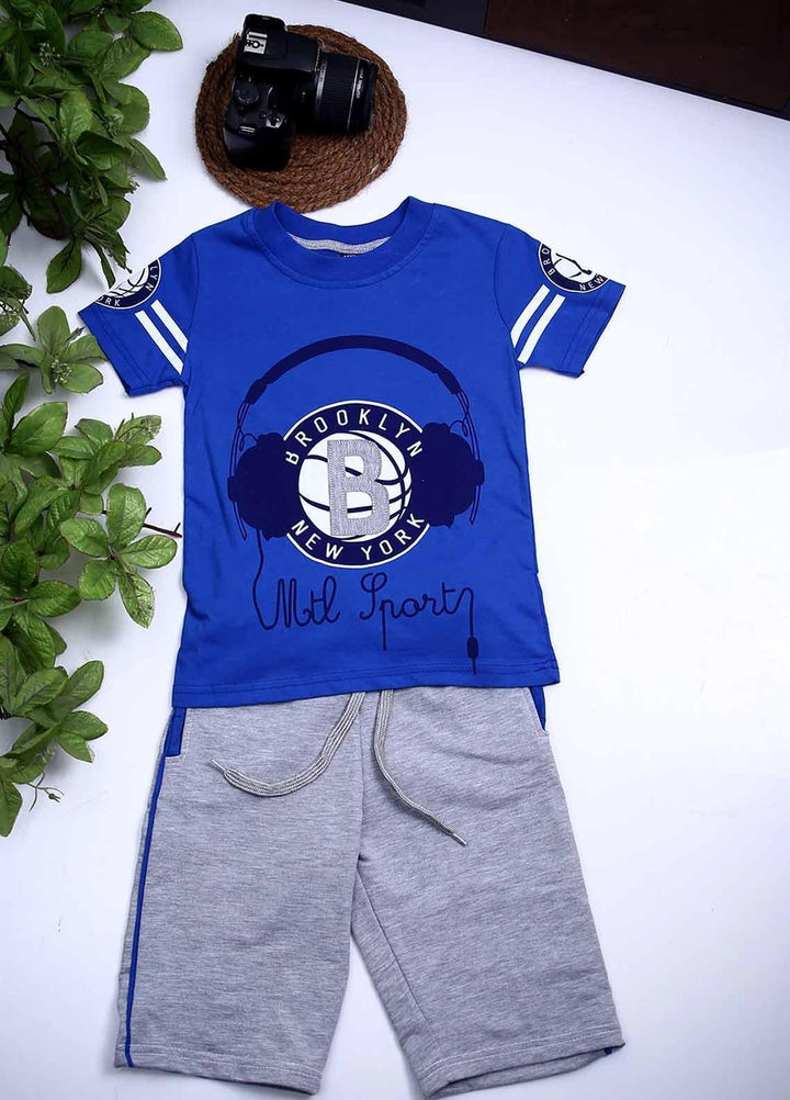 Sanaulla Exclusive Range Cotton Fancy 2 Piece for Boys -  D-113379 Blue