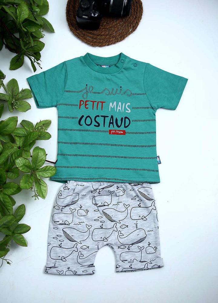 Sanaulla Exclusive Range Cotton Fancy 2 Piece for Boys -  D-114098 Light Green