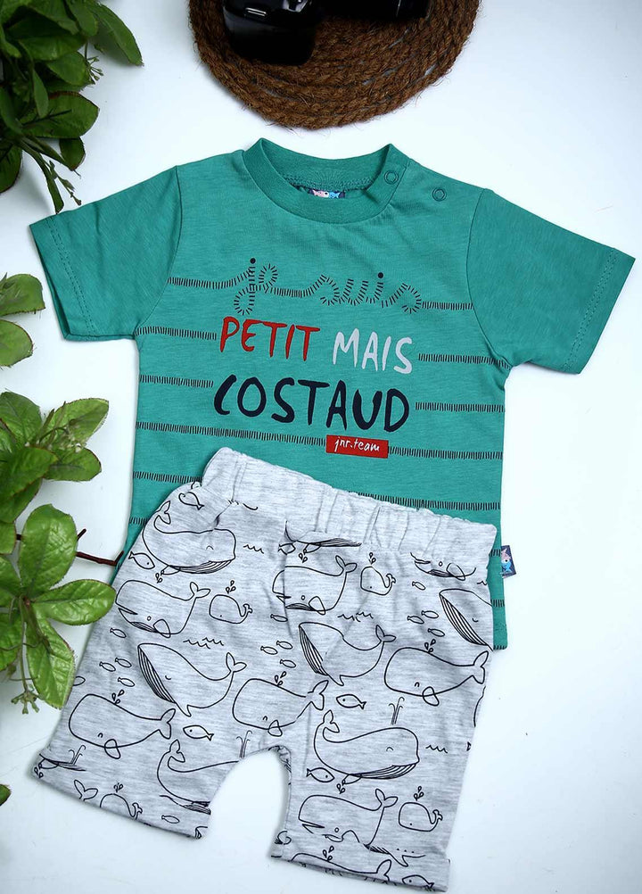 Sanaulla Exclusive Range Cotton Fancy 2 Piece for Boys -  D-114098 Light Green