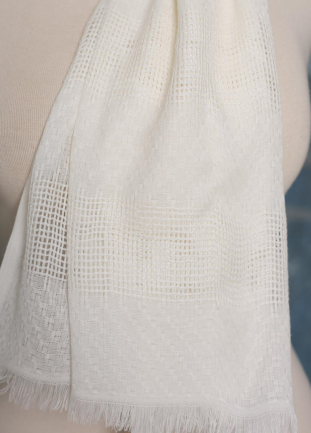 Sanaulla Exclusive Range    Scarves D-01 Cream - Ladies Scarves