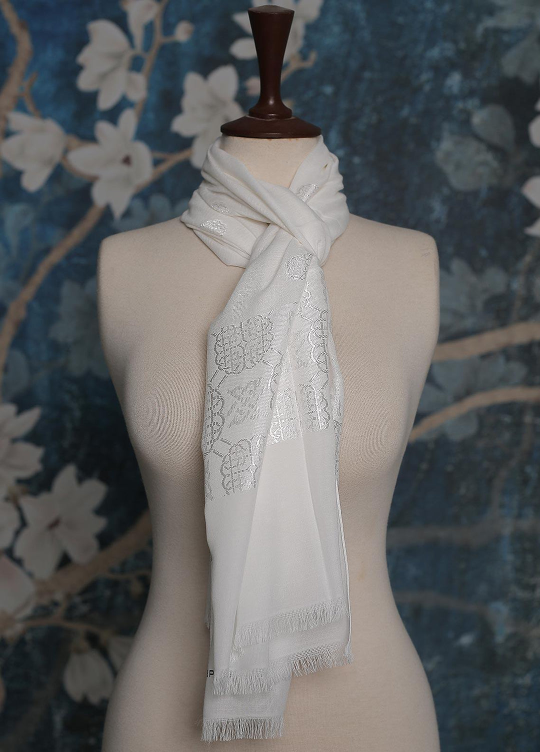 Sanaulla Exclusive Range    Scarves D-05 Off White - Ladies Scarves