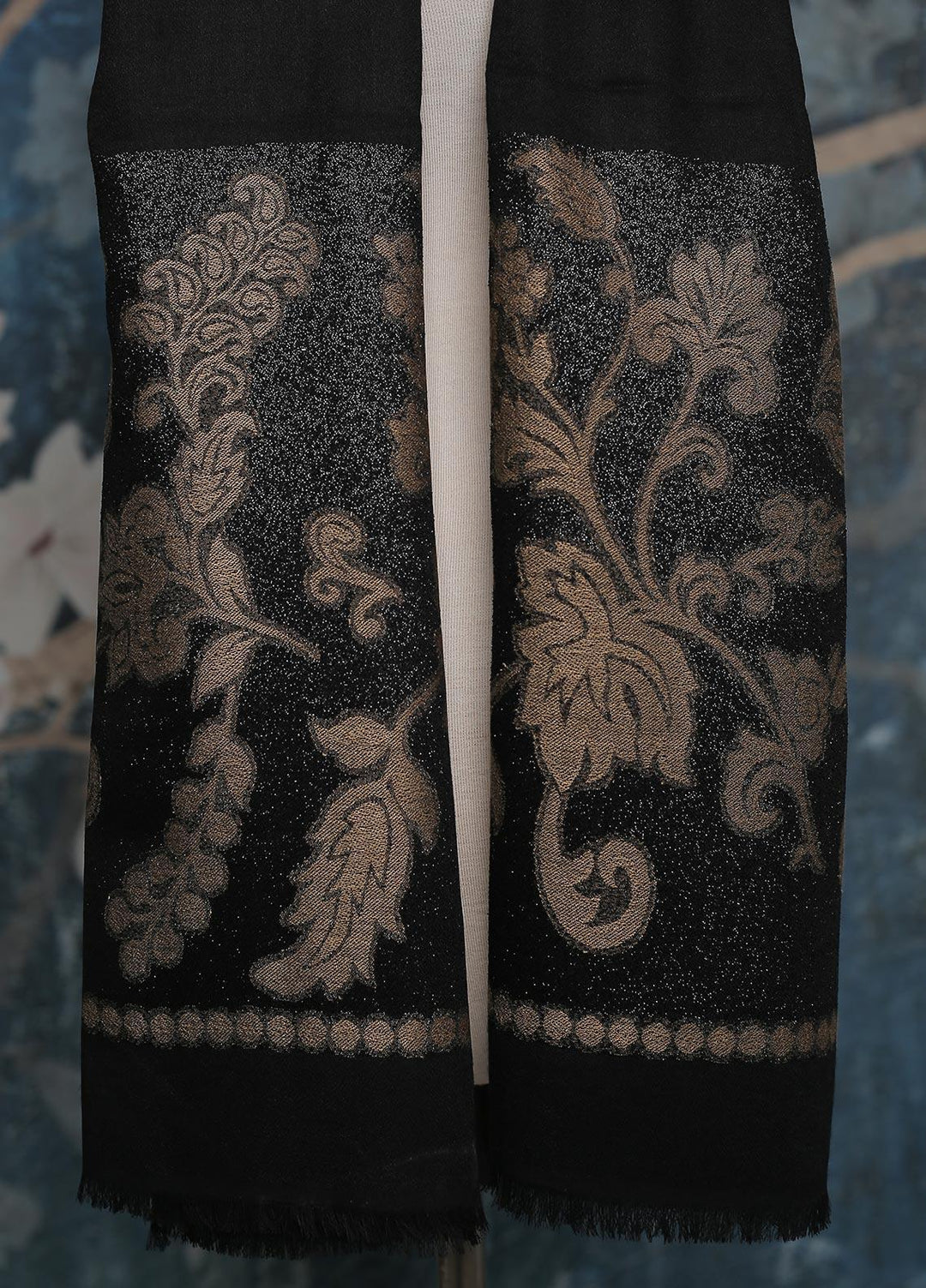 Sanaulla Exclusive Range    Scarves D-16 Black - Ladies Scarves