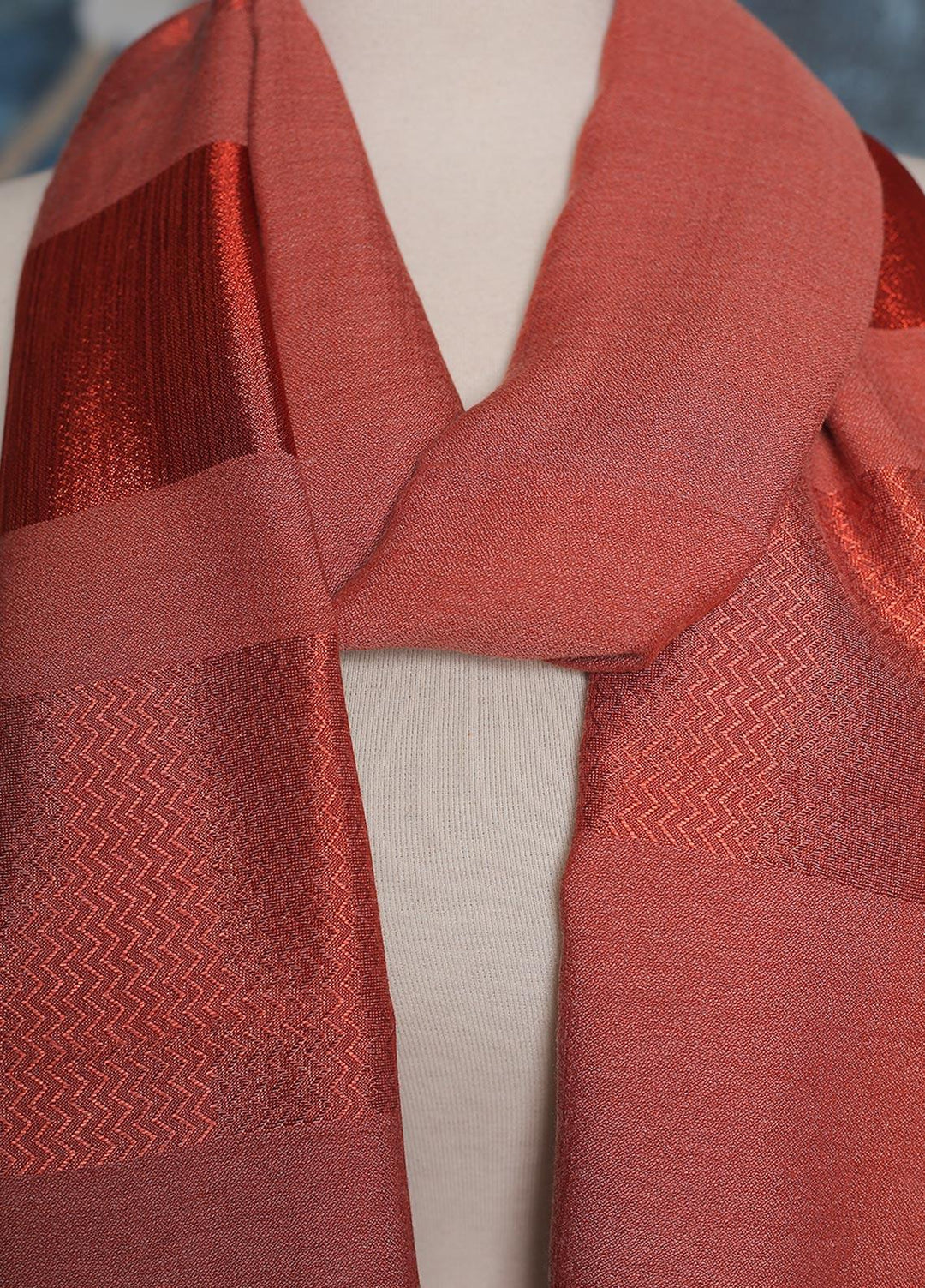 Sanaulla Exclusive Range    Scarves D-17 Rust - Ladies Scarves