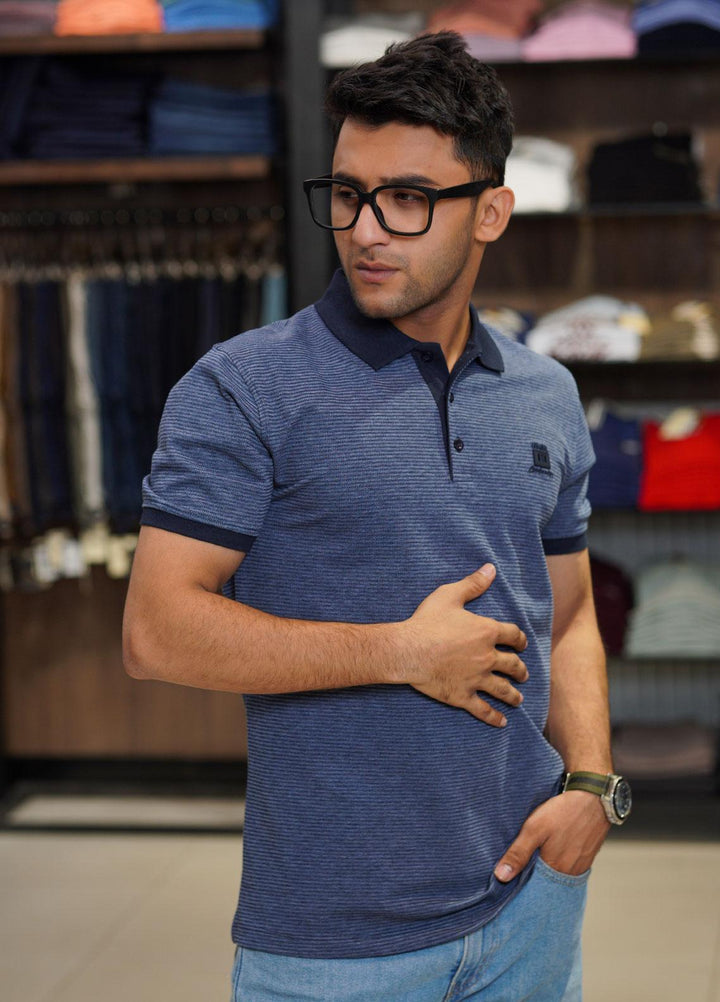 Sanaulla Exclusive Range Cotton Polo for Men - D-1219 Blue
