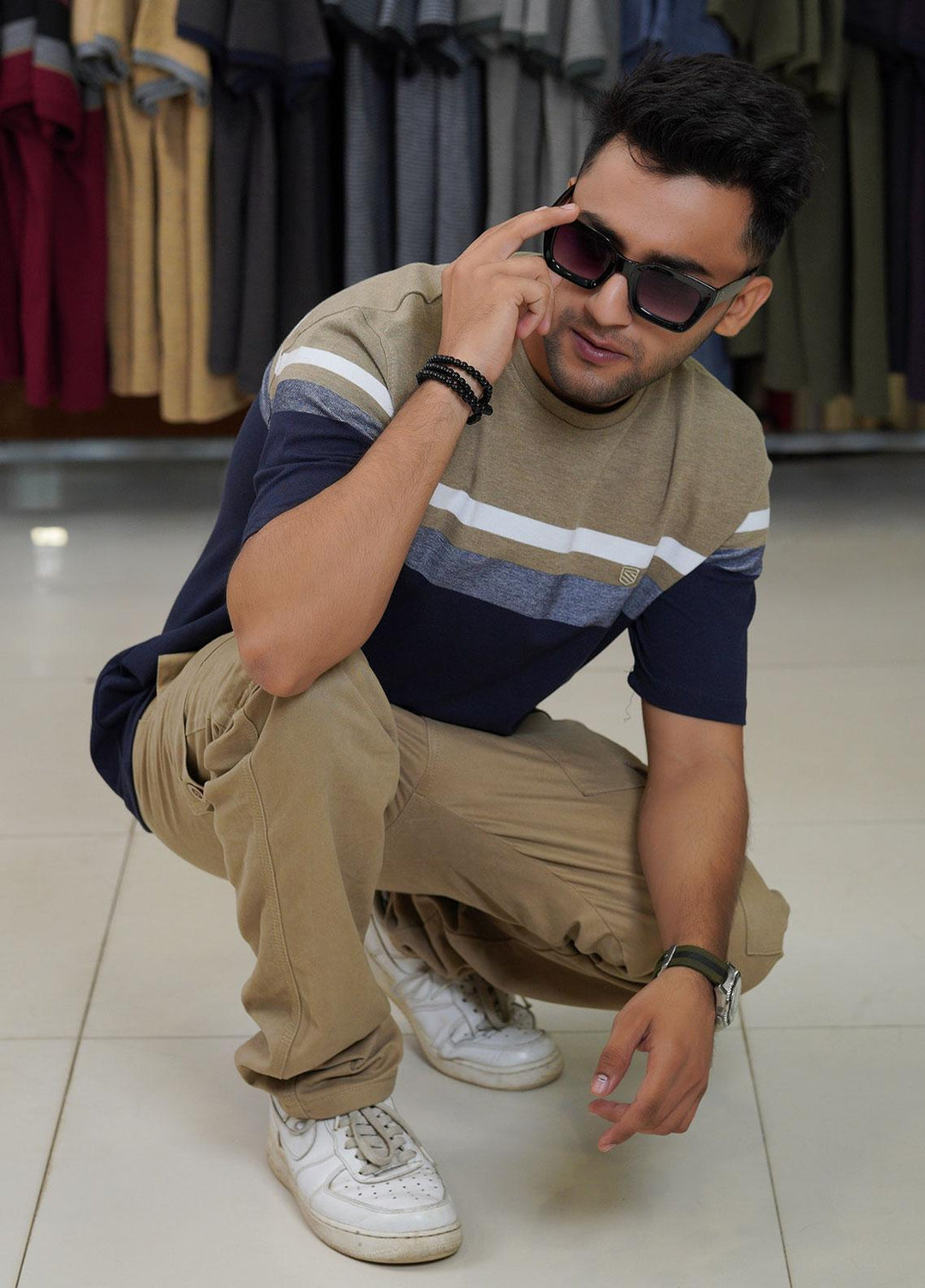 Sanaulla Exclusive Range Cotton Polo for Men - D-1520 Multi-1