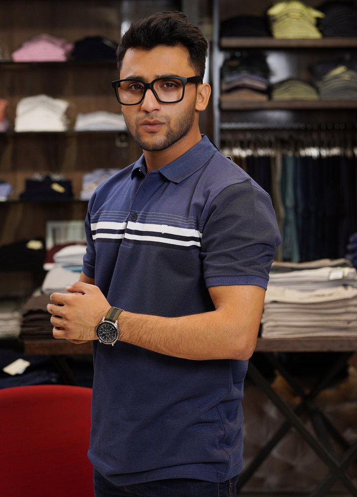 Sanaulla Exclusive Range Cotton Polo for Men - D-1739 Blue