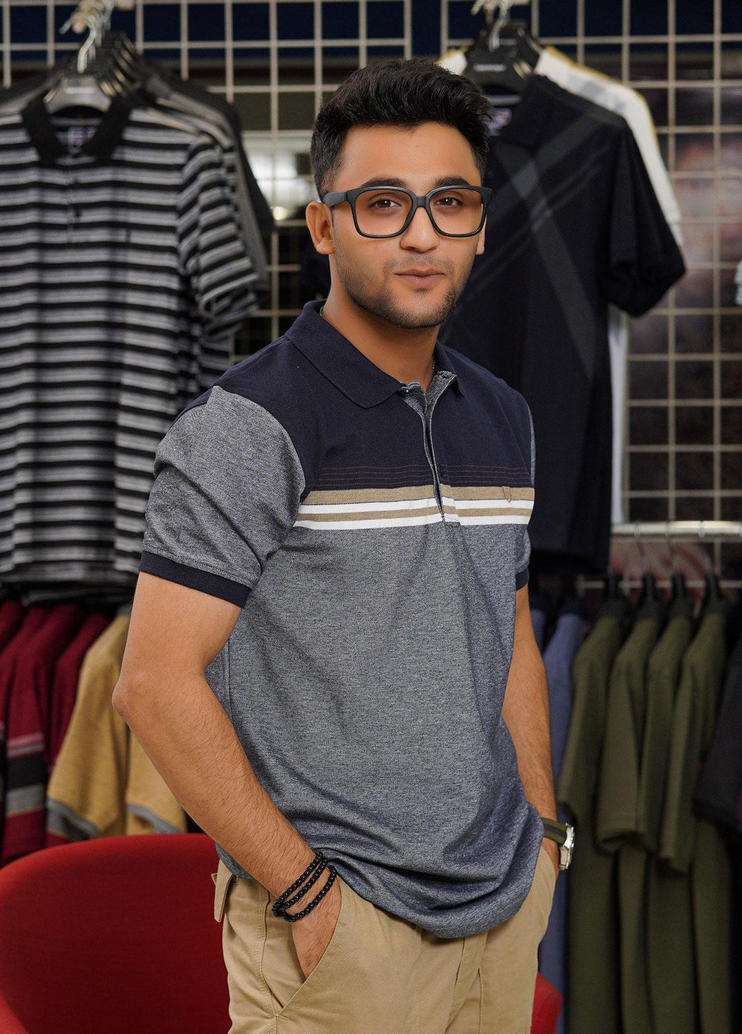 Sanaulla Exclusive Range Cotton Polo for Men - D-1739 Dark Blue