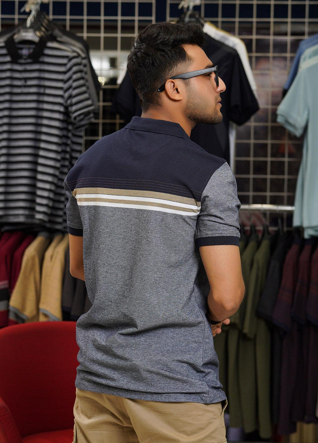 Sanaulla Exclusive Range Cotton Polo for Men - D-1739 Dark Blue