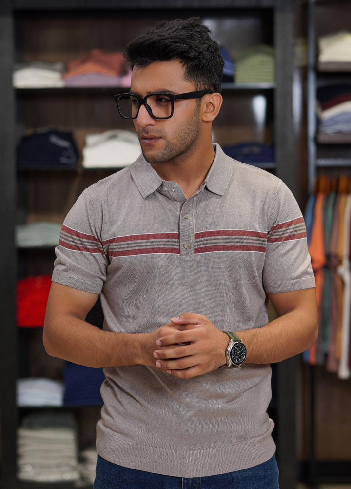 Sanaulla Exclusive Range Cotton Polo for Men - D-2308 Light Brown