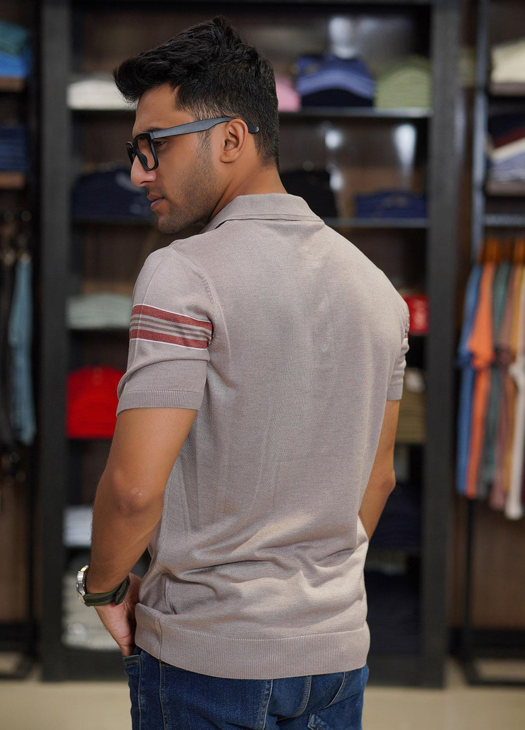 Sanaulla Exclusive Range Cotton Polo for Men - D-2308 Light Brown