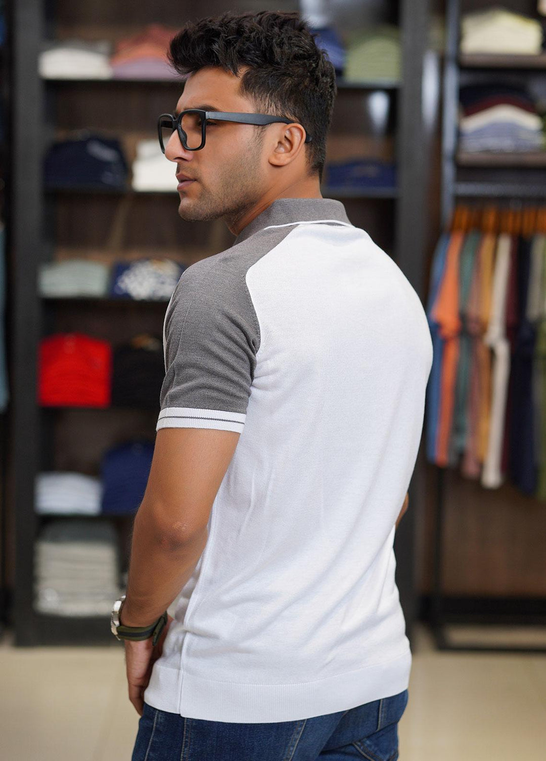 Sanaulla Exclusive Range Cotton Polo for Men - D-2313 White-02