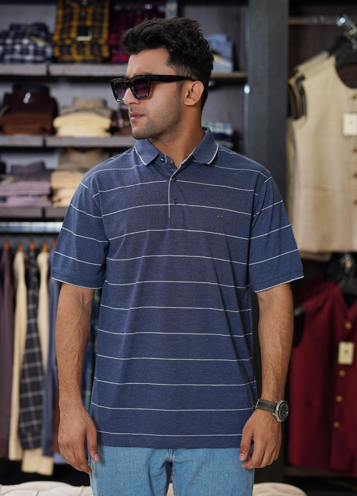 Sanaulla Exclusive Range Cotton Polo for Men - D-3204 Blue