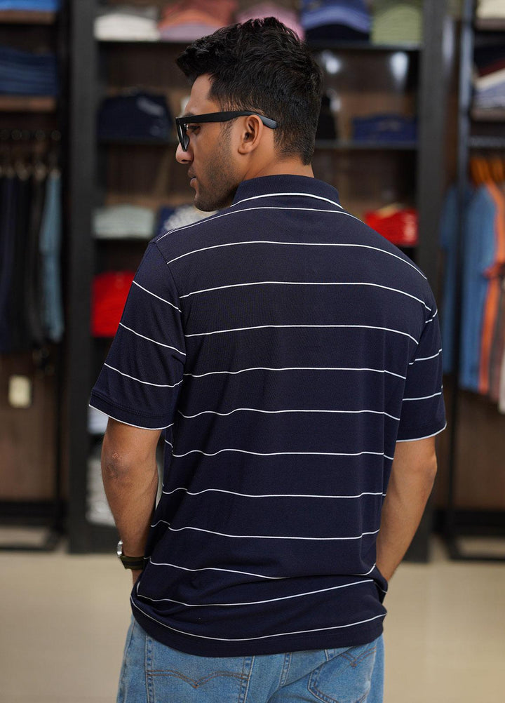 Sanaulla Exclusive Range Cotton Polo for Men - D-3204 Dark Blue