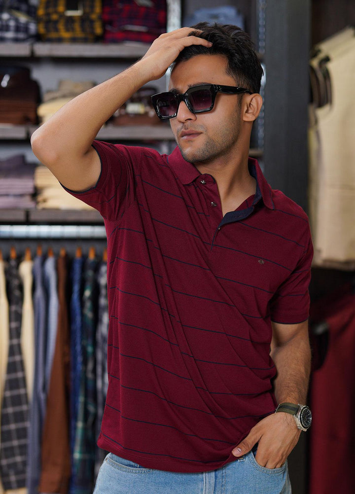 Sanaulla Exclusive Range Cotton Polo for Men - D-3204 Maroon