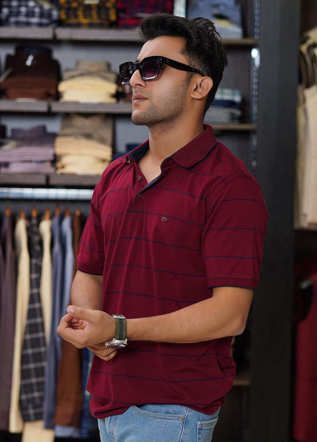 Sanaulla Exclusive Range Cotton Polo for Men - D-3204 Maroon