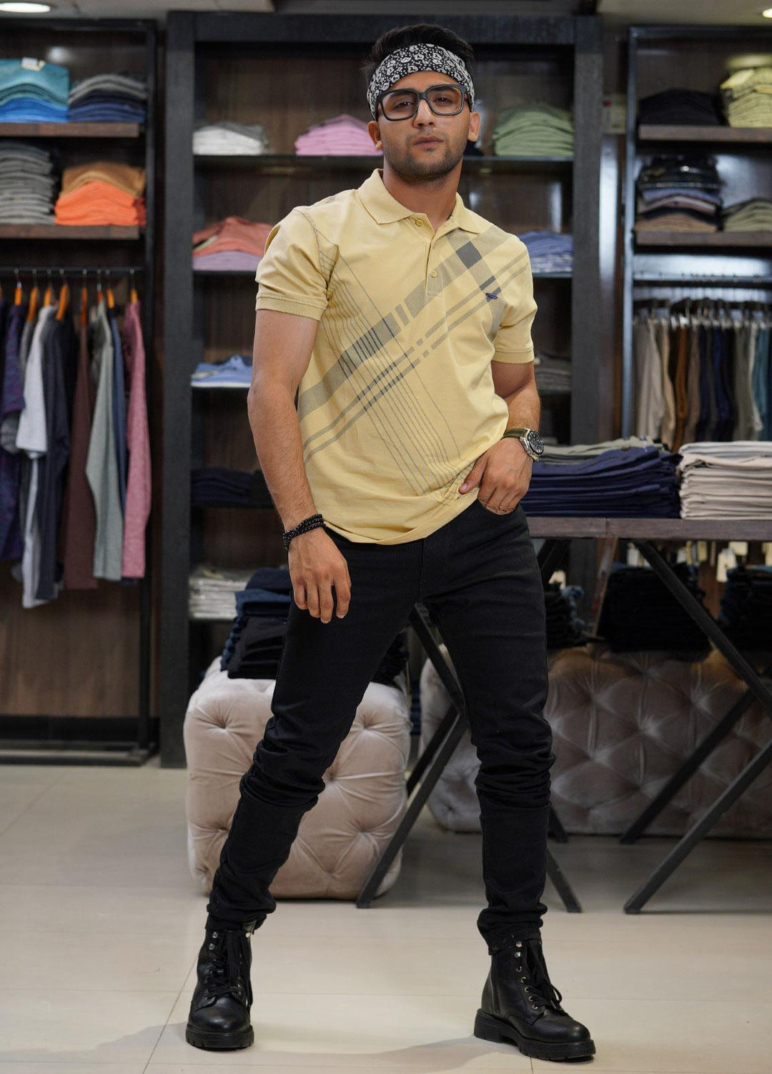 Sanaulla Exclusive Range Cotton Polo for Men - D-6102 Fawn